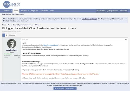 
                            8. Einloggen im web bei iCloud funktioniert seit heute nicht mehr ...