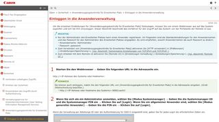 
                            1. Einloggen in die Anwenderverwaltung - Canon - imageRUNNER ...