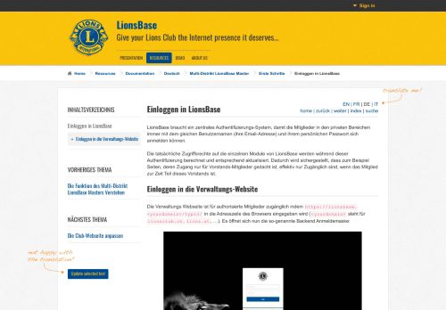 
                            10. Einloggen in LionsBase [LionsBase Dokumentation - Deutsch]