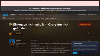 
                            1. Einloggen nicht möglich- Charakter nicht gefunden - World of ...