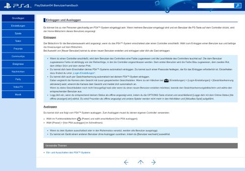 
                            6. Einloggen und Ausloggen | PlayStation®4 Benutzerhandbuch