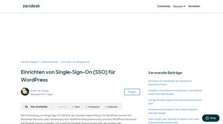 
                            4. Einrichten von Single-Sign-On (SSO) für WordPress – Zendesk Support