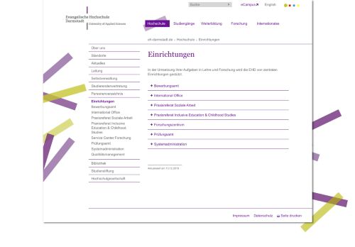 
                            4. Einrichtungen Evangelische Hochschule Darmstadt