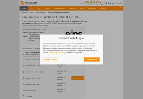 
                            8. eins energie in sachsen GmbH & Co. KG - Verivox