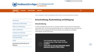 
                            5. Einschreibung, Rückmeldung und Belegung | BA ... - FernUni Hagen