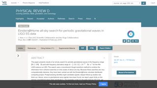 
                            8. Einstein@ Home all-sky search for periodic gravitational waves in ...