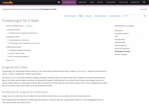 
                            9. Einstellungen für E-Mails – MoodleDocs