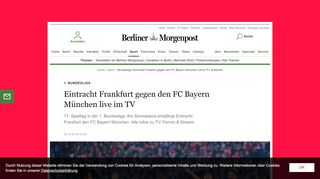 
                            10. Eintracht Frankfurt gegen den FC Bayern München live im TV
