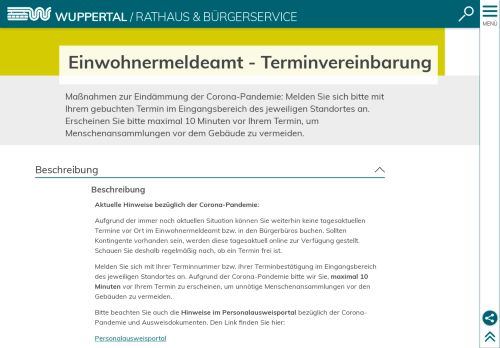 
                            10. Einwohnermeldeamt: Terminvereinbarung | Wuppertal