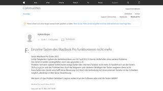 
                            2. Einzelne Tasten des MacBook Pro funktioni… - Apple Community
