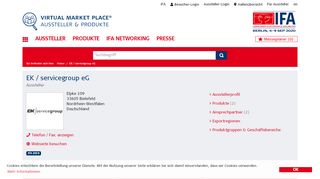 
                            13. EK / servicegroup eG: IFA - Aussteller - IFA Virtual Market Place