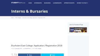 
                            6. Ekurhuleni East College: Application / Registration 2018 - Student Room