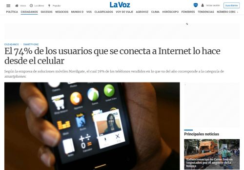 
                            5. El 74% de los usuarios que se conecta a Internet lo hace desde el ...