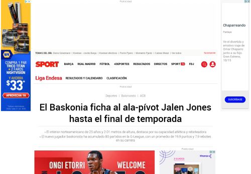 
                            12. El Baskonia incorpora al ala-pívot Jalen Jones hasta el final de tempo