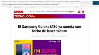 
                            12. El Samsung Galaxy M30 ya cuenta con fecha de lanzamiento - Sport
