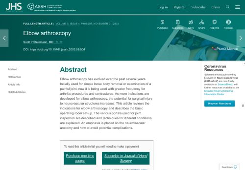 
                            13. Elbow arthroscopy - Journal of the American Society for Surgery of the ...