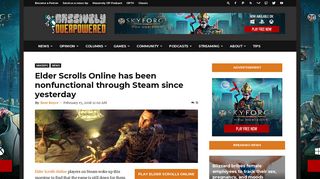 
                            8. Elder Scrolls Online has been nonfunctional through Steam since ...