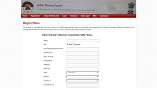 
                            2. Elearning Registration - Elearning - Indian Nursing Council