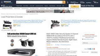 
                            11. ELEC 960H Video Security System 4 Channel HDMI DVR - Amazon.com