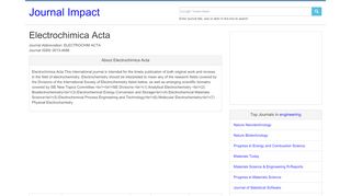 
                            6. Electrochimica Acta Journal Impact IF 2018|2017|2016 - BioxBio