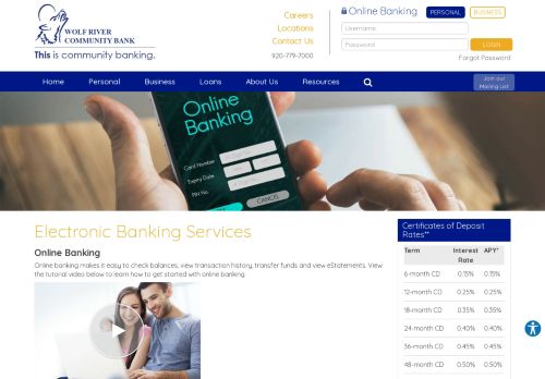 
                            2. Electronic Banking Services | Wolf River Community Bank