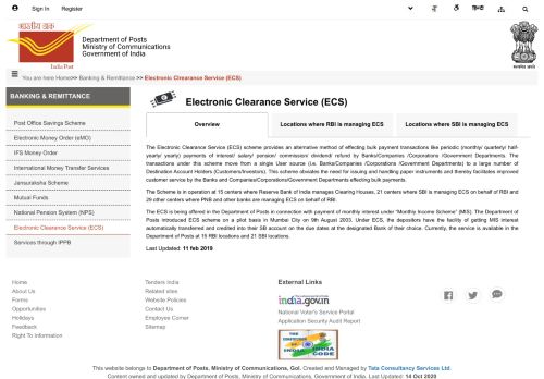 
                            13. Electronic Clearance Service (ECS) - India Post