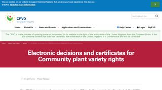 
                            12. Electronic decisions and certificates for ... - CPVO - europa.eu