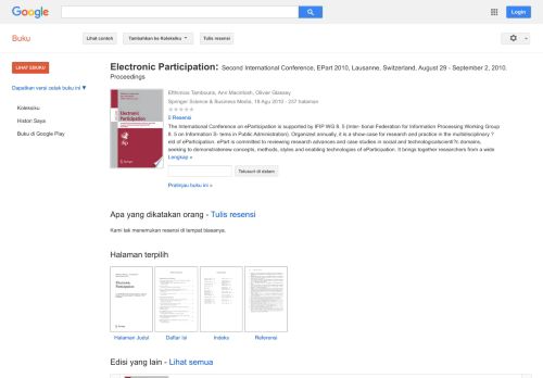 
                            10. Electronic Participation: Second International Conference, EPart ... - Hasil Google Books