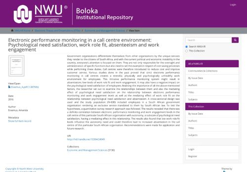 
                            11. Electronic performance monitoring in a call centre environment ...