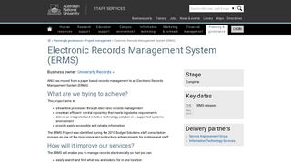 
                            12. Electronic Records Management System (ERMS) - Staff Services - ANU