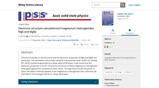 
                            9. Electronic structure calculationsof magnesium chalcogenides MgS ...