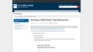 
                            10. Electronic Submissions Gateway > Sending a WebTrader Test ... - FDA