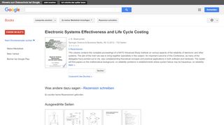 
                            10. Electronic Systems Effectiveness and Life Cycle Costing