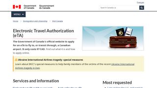 
                            2. Electronic Travel Authorization (eTA) - Canada.ca