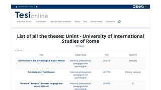 
                            9. Elenco di tutte le tesi: UNINT - Università degli studi Internazionali di ...