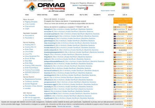 
                            13. Elenco domini italiani (.it) in prossima scadenza - Ormag.net