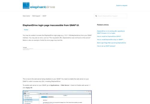 
                            8. ElephantDrive login page inaccessible from QNAP UI. – Help Center