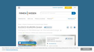 
                            10. ELESCO EUROPA GmbH, Wedemark - Firmenauskunft - FirmenWissen