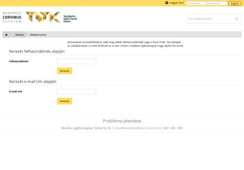 
                            3. Elfelejtett jelszó - Moodle - Corvinus