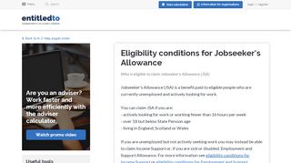 
                            11. Eligibility conditions for Jobseeker's Allowance - Entitledto