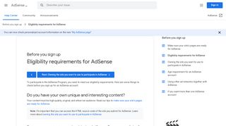
                            5. Eligibility requirements for AdSense - AdSense Help - Google Support