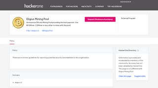 
                            7. Eligius Mining Pool's Vulnerability Disclosure Policy - HackerOne