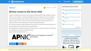 
                            8. Eliminar usuario en SQL Server 2000 - SQL Server - Todoexpertos.com