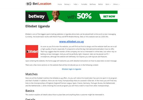 
                            8. Elitebet Uganda - List of sports betting companies in Uganda