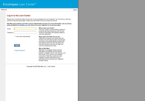 
                            3. Ellie Mae, Inc. - Loan Center : Login - mortgage-application.net