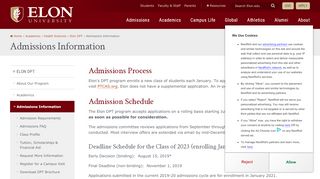
                            10. Elon University / Elon DPT / Admissions Information
