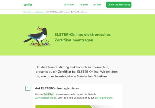 
                            11. Elster-Online: elektronisches Zertifikat beantragen - Taxfix