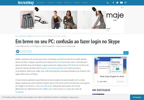 
                            10. Em breve no seu PC: confusão ao fazer login no Skype – Tecnoblog