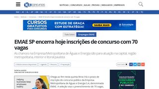 
                            9. EMAE SP encerra hoje inscrições de concurso com 70 vagas - JC ...