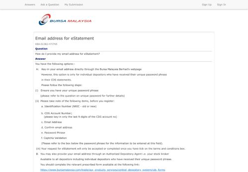 
                            3. Email address for eStatement - Bursa Malaysia Help Centre